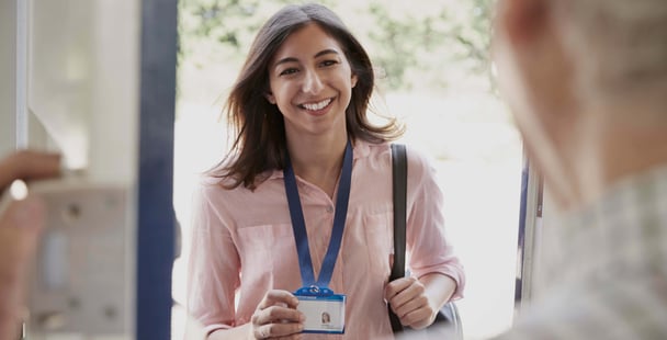 female worker at door copy